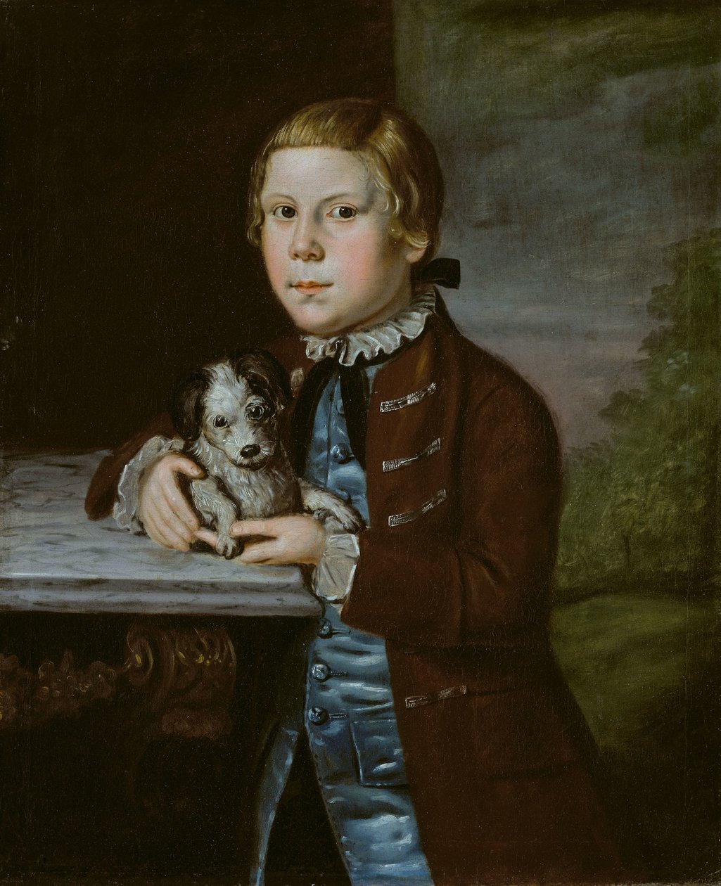 Jongen van familie Hallett met hond door anonymous 
