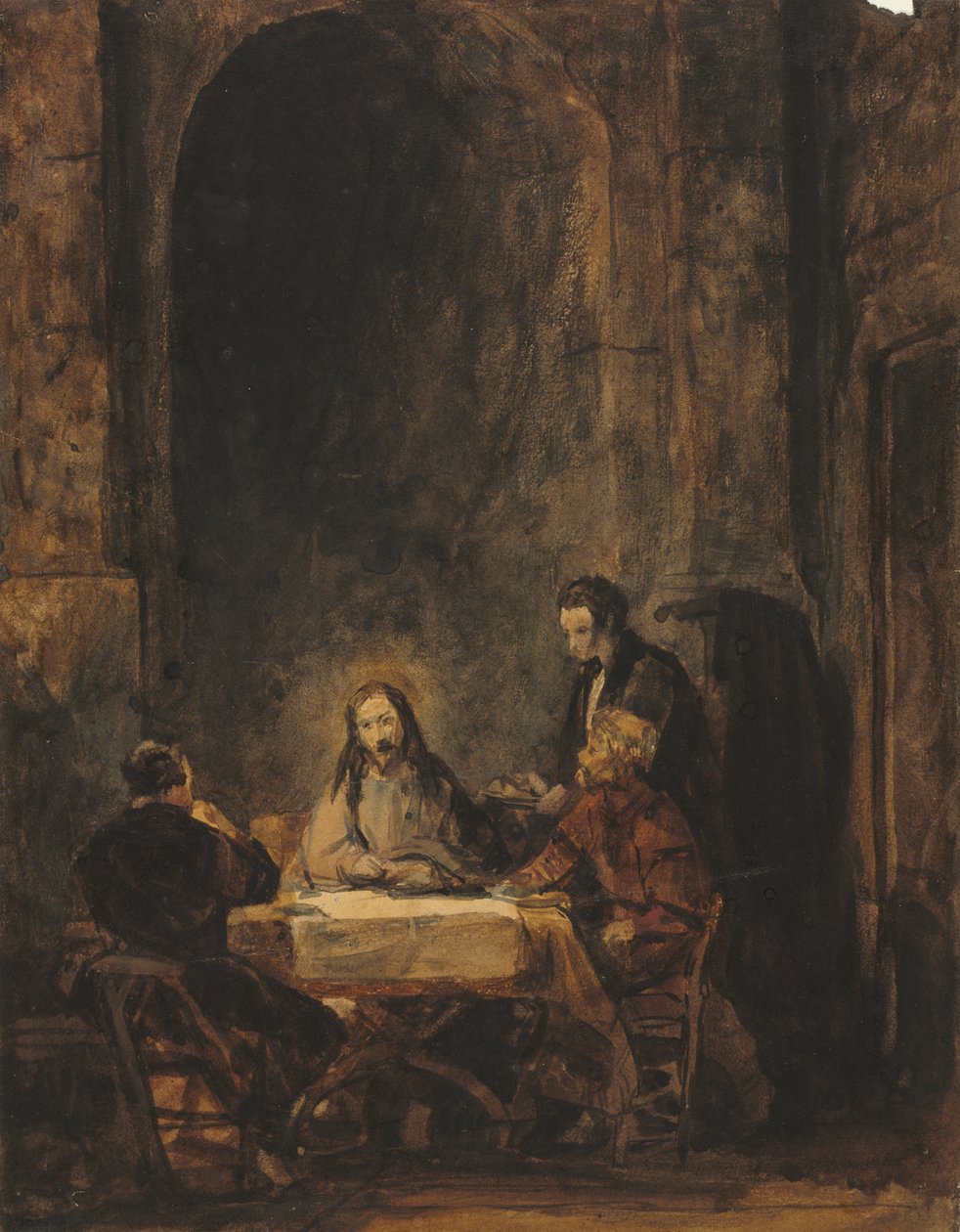 Christus in Emmaüs door attributed to Benjamin West