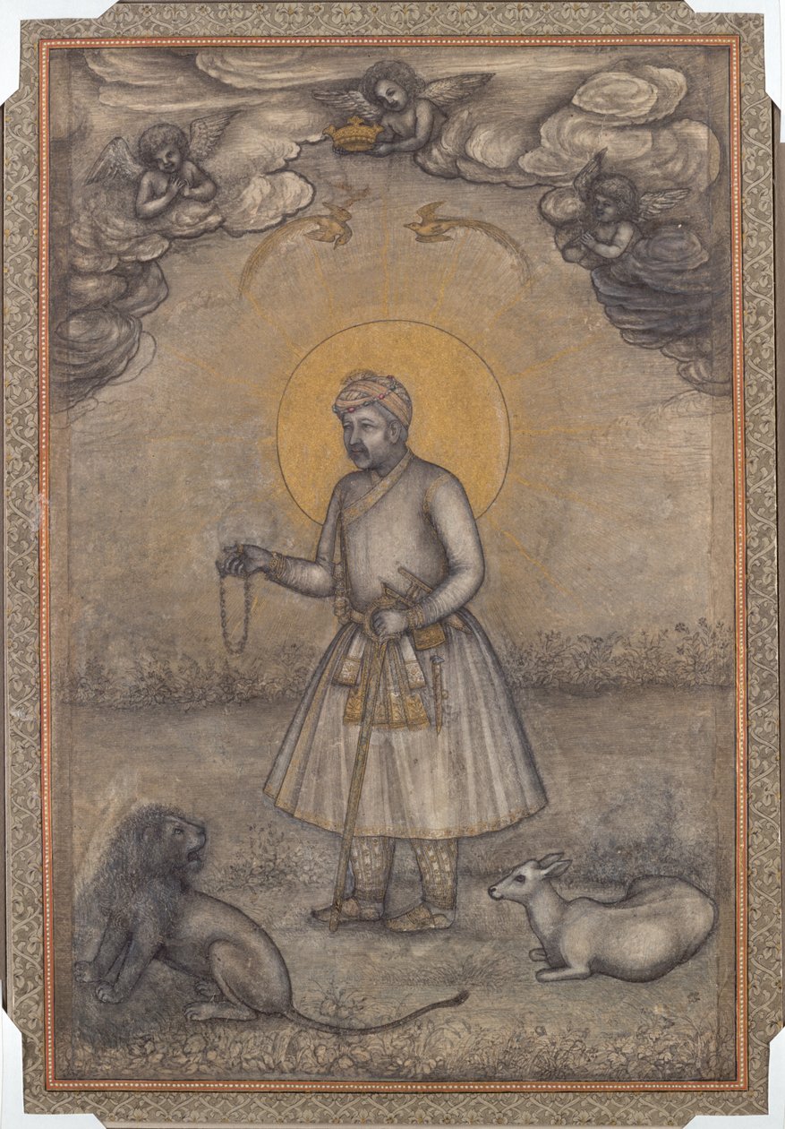 Portret van de Oude Akbar door attributed to Govardhan