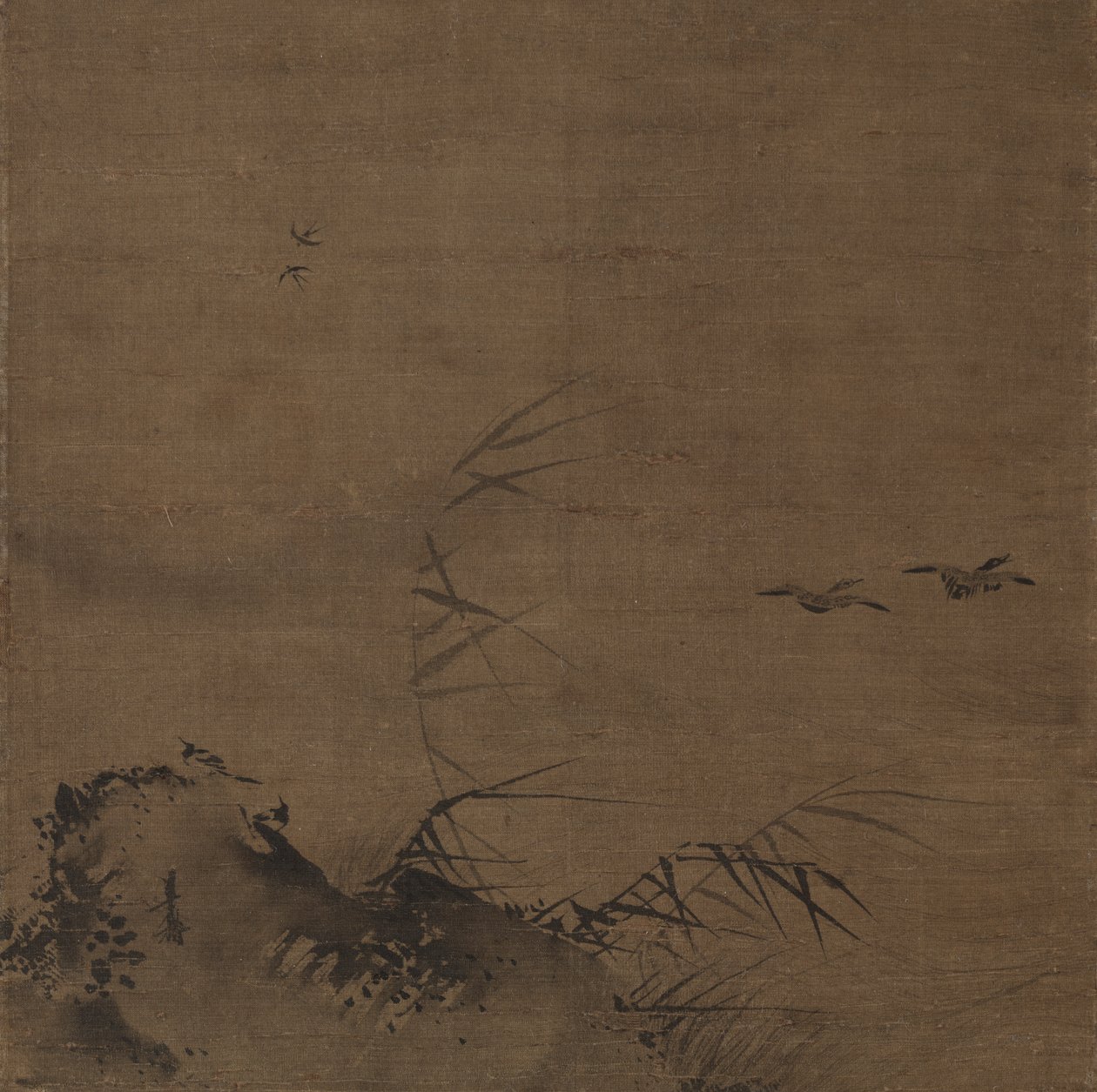 Watervogels en Riet door attributed to Liang Kai