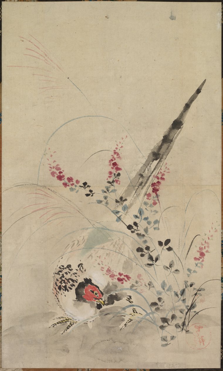 Fazant en Grassen door attributed to Ogata Kōrin