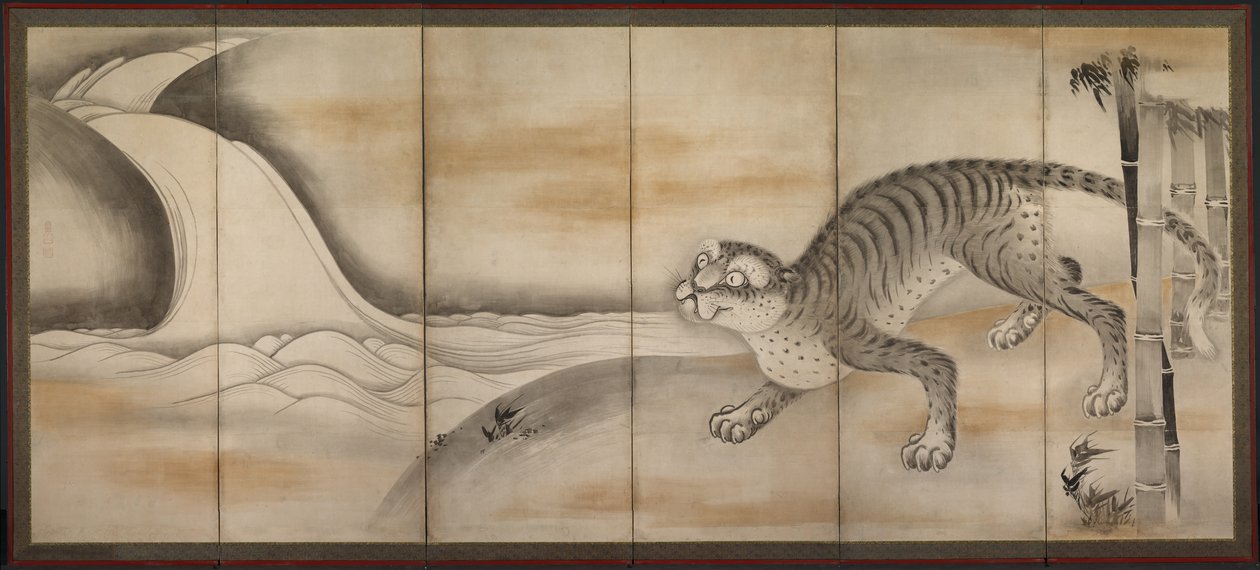 Tijger door attributed to Soga Nichokuan