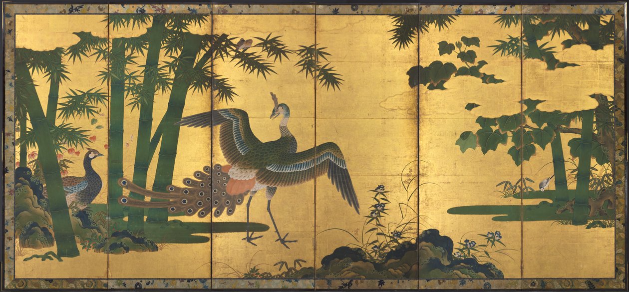 Pauwen en Bamboe door attributed to Tosa Mitsuyoshi