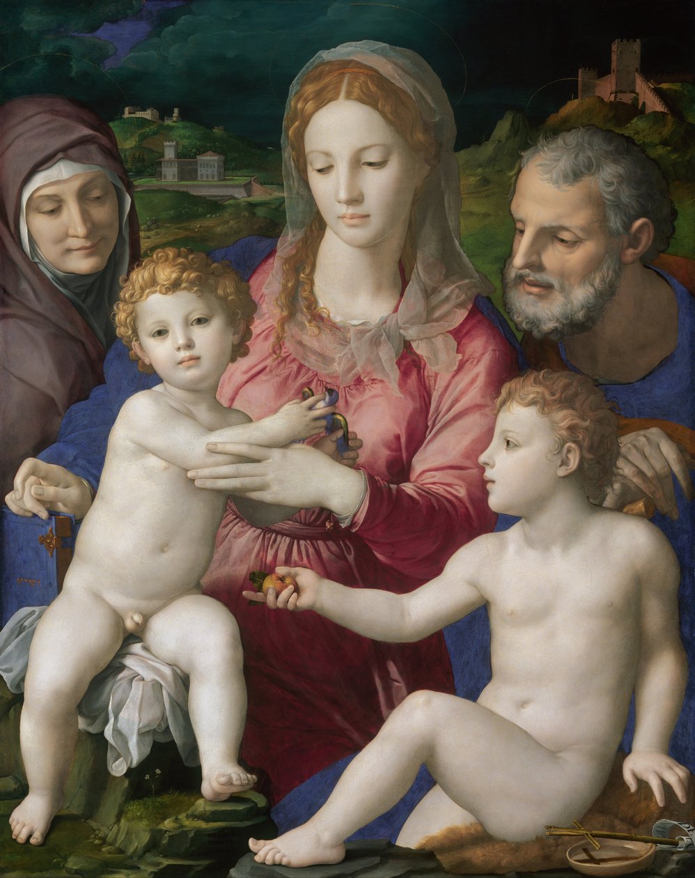 Heilige Familie met Sint Anna en de jonge Sint Johannes door Agnolo Bronzino