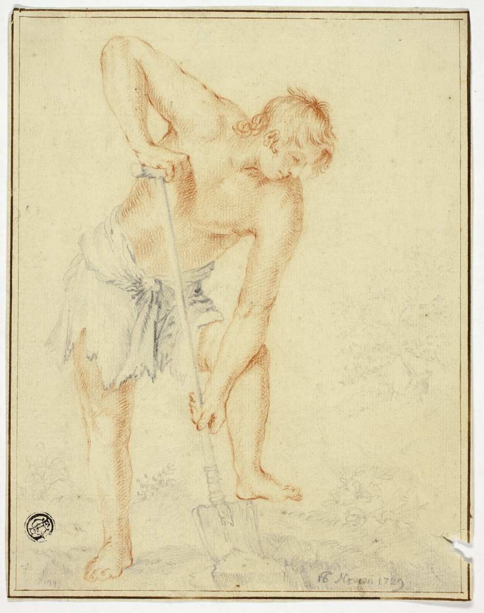 Man met spade door called Cavaliere d