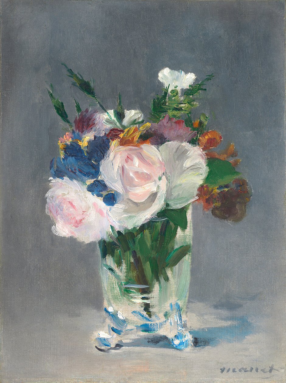 Bloemen in een Kristallen Vaas, ca. 1882 door Édouard Manet