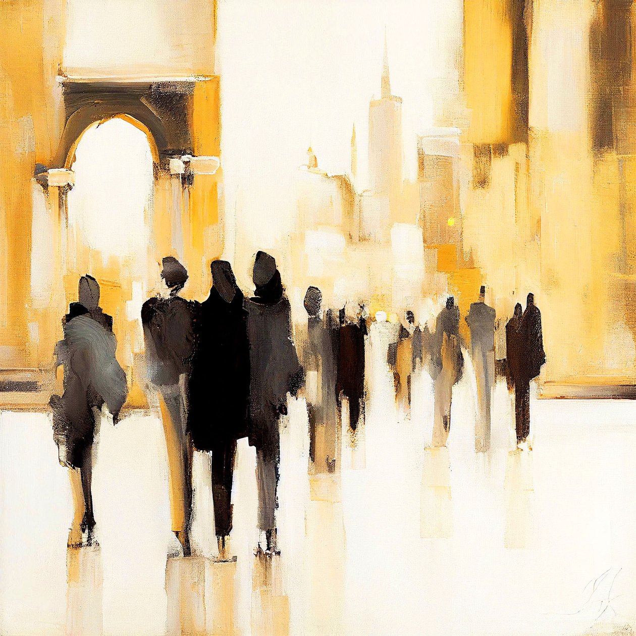 Stedelijk leven: abstract impressionistische silhouet door F. Abderrahim