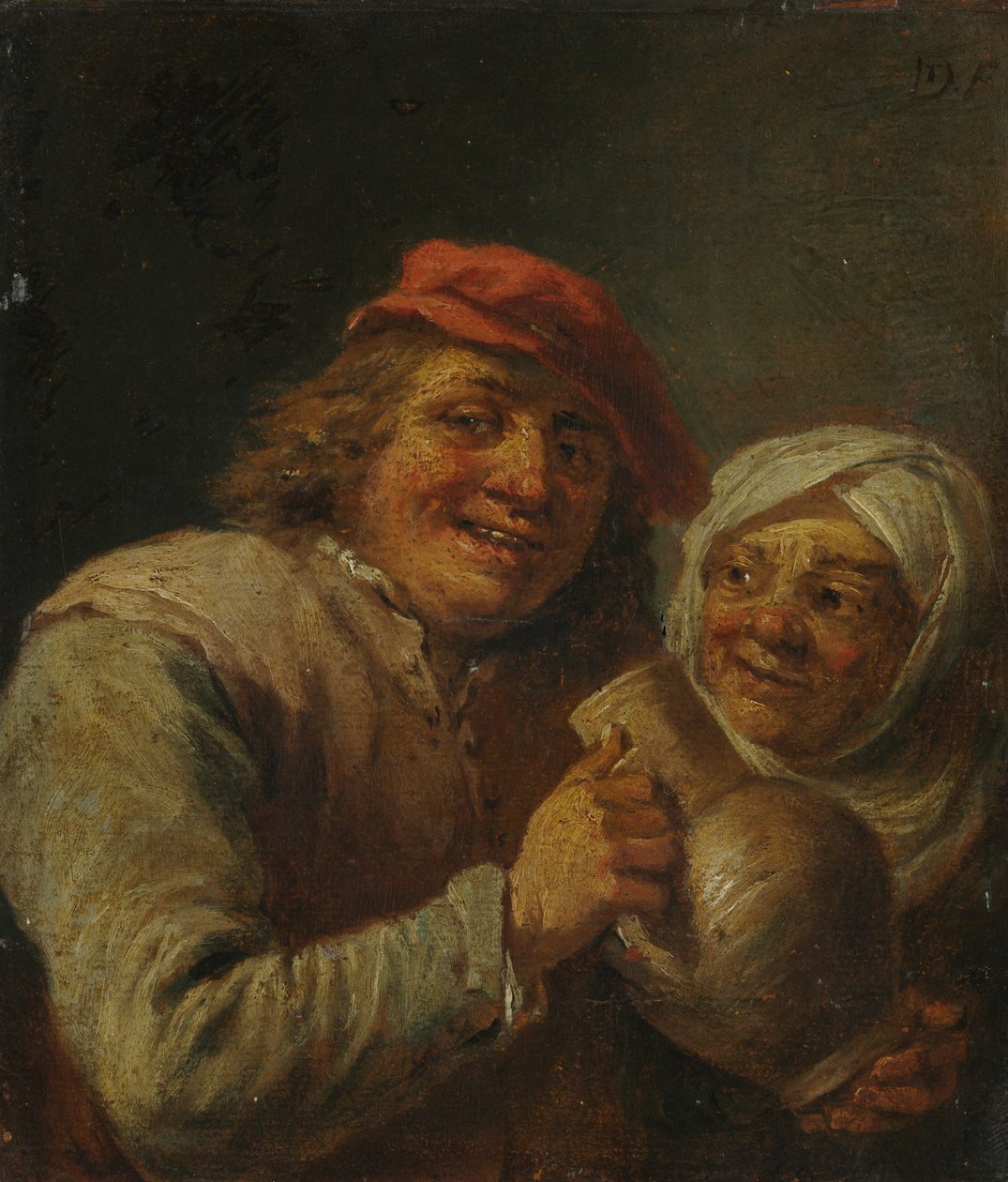 Oude man en vrouw door imitator of David Teniers