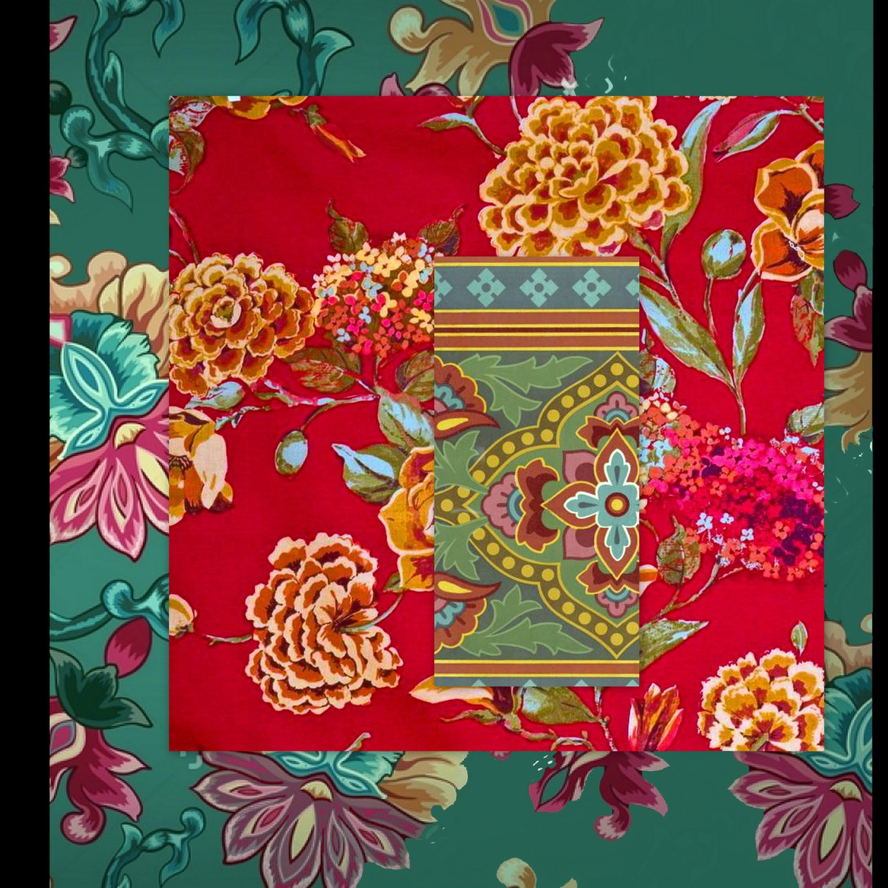 MIXED FLORAL COLLAGE, 2018 (gemengde techniek) door linda arthurs