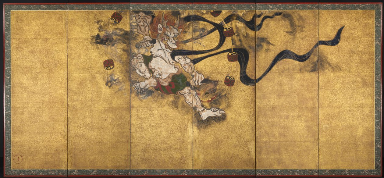 God van de Donder (Raijin) door studio of Tawaraya Sōtatsu
