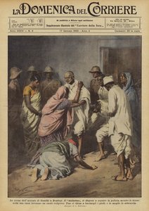 De scène van de arrestatie van Gandhi in Bombay