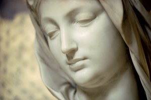 Maagd en Kind (detail van het hoofd)