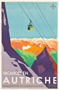 Poster die vakanties in Oostenrijk adverteert