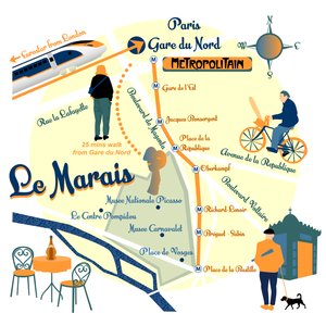 Kaart van Le Marais, Parijs