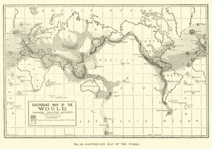 Aardbevingskaart van de wereld