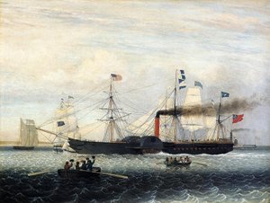 De Britannia die de Haven van Boston binnenvaart, 1848