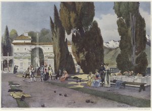 Soldaten die jeu de boules spelen tijdens de Italiaanse campagne