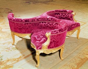 Napoleon III liefdesstoel (hout & fluweel)