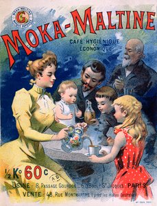 Poster die Moka-Maltine koffie adverteert, ca. 1900