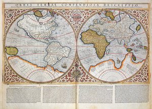 Dubbele Hemisfeer Wereldkaart, 1587