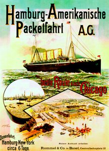 Poster ter promotie van de Hamburg Amerika Lijn, 1893