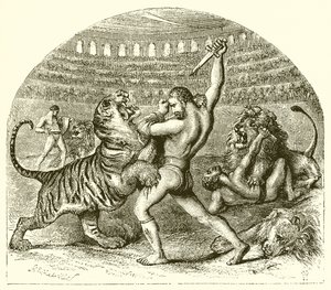 De vechtende leeuw van het oude Rome