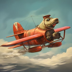 Een walrus vliegt een vliegtuig 2