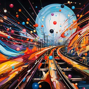Een abstract schilderij vol fantasie, spoorfotografie 4