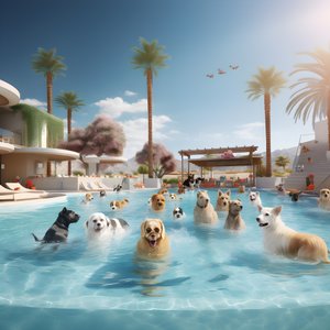 Honden-Poolparty in Palm Springs 4