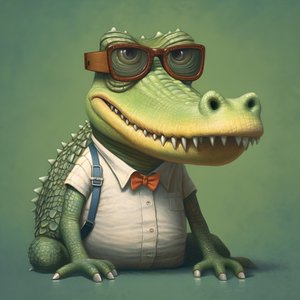 Een krokodil in stripstijl