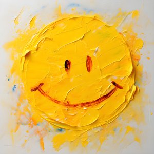 geel smiley-gezicht in impasto geschilderd 1