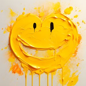 geel smiley-gezicht in impasto geschilderd 3