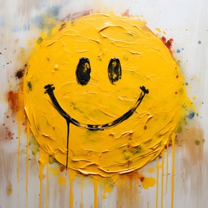 geel smiley-gezicht in impasto geschilderd 4