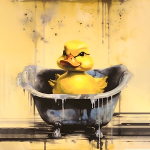 Trendy badeend reclameposter - de gele