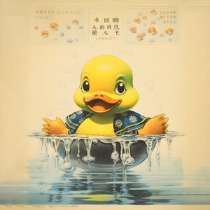 Trendy badeend reclameposter - de gele