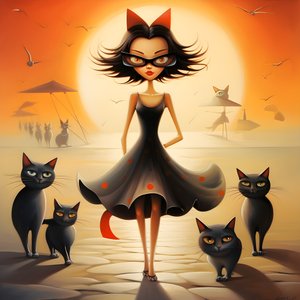 gekke kattenvrouw in jurk 3