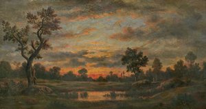 Landschap bij zonsondergang