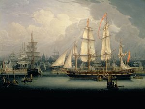 Viermast Clipper Schip in de Haven van Liverpool, c.1810