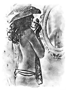 Vrouw met cowboyhoed
