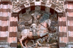 Standbeeld van een ridder te paard