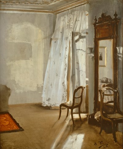 Kamer met balkon door Adolph Menzel