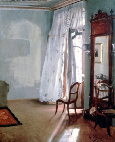 Kamer met balkon, 1845 door Adolph Menzel