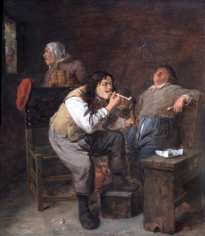 De rokers, c.1635-38 door Adriaen Brouwer