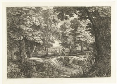 Landschap met reiswagen door Adriaen Frans Boudewyns