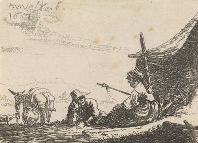 Figuren bij een tent, 1653 door Adriaen van de Velde