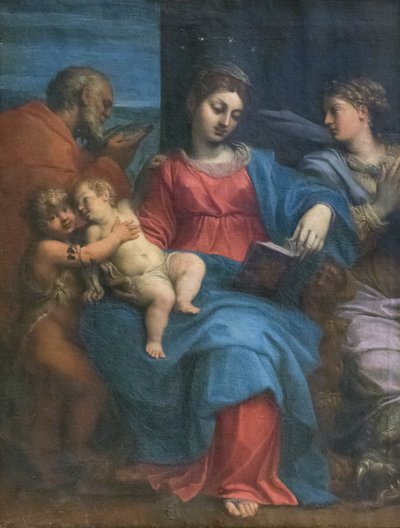 Heilige familie met St. Margaretha door Agostino Carracci