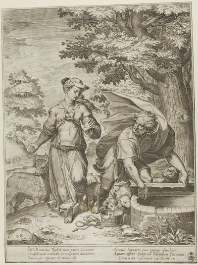 Jacob en Rachel door Agostino Carracci