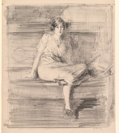 Zittende jonge dame, 1914 door Albert de Belleroche