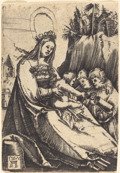 Maria met Kind en Twee Jongens door Albrecht Altdorfer