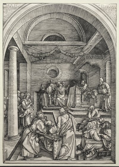 Christus in discussie met doktoren, ca. 1503-1504 door Albrecht Dürer